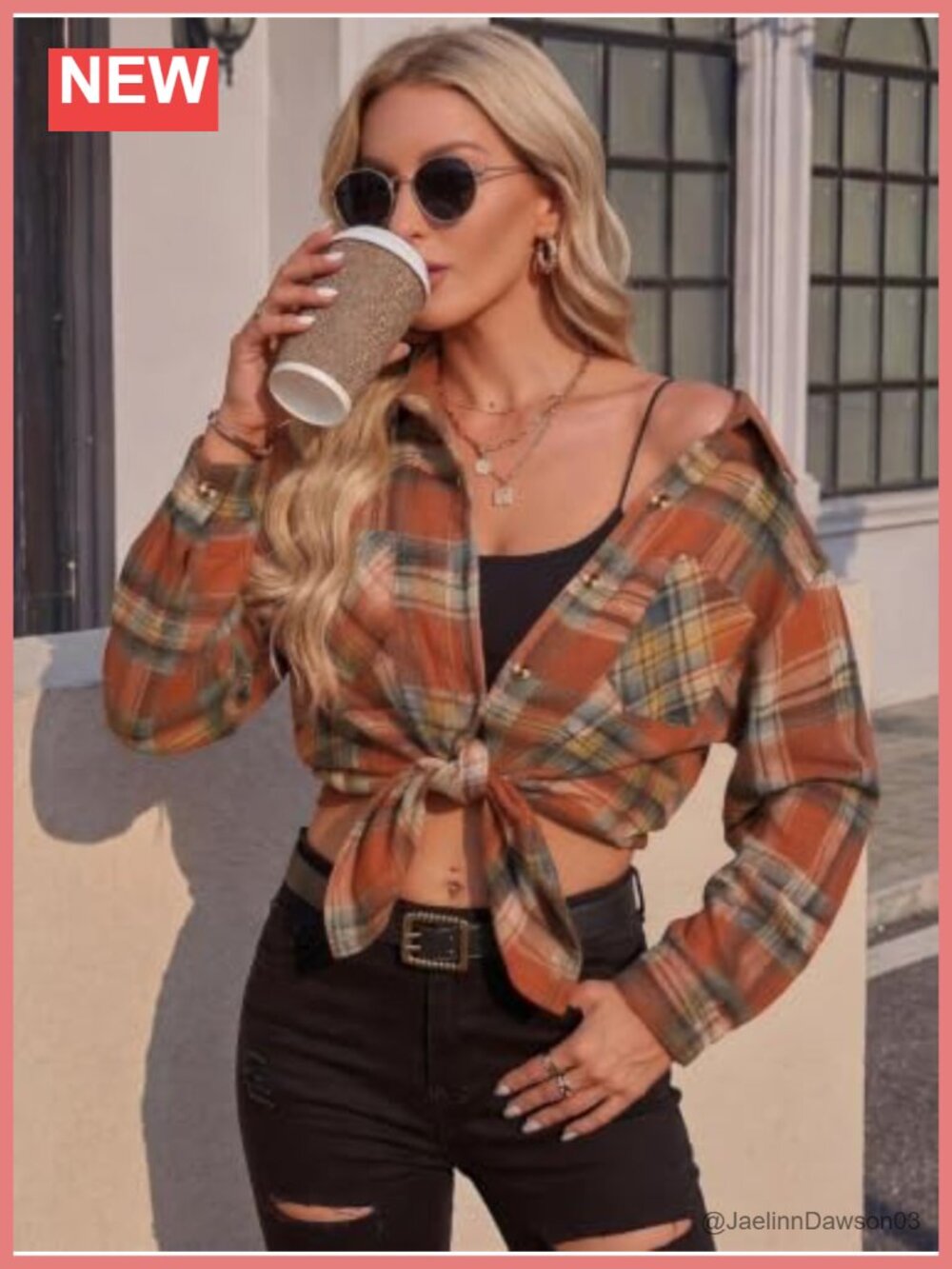 Women's Plaid Flannel Button Down Shirt Long Sleeve Casual Fall Top - Picture 4 of 6